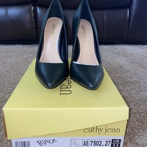 Black leather heels 9.